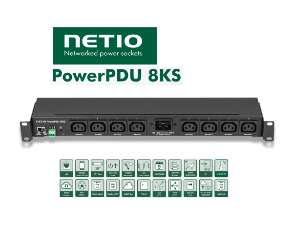 پاور ماژول Netio دارای 8 پورت خروجی C13 با قابلیت Metered مدل PowerPDU 8KS